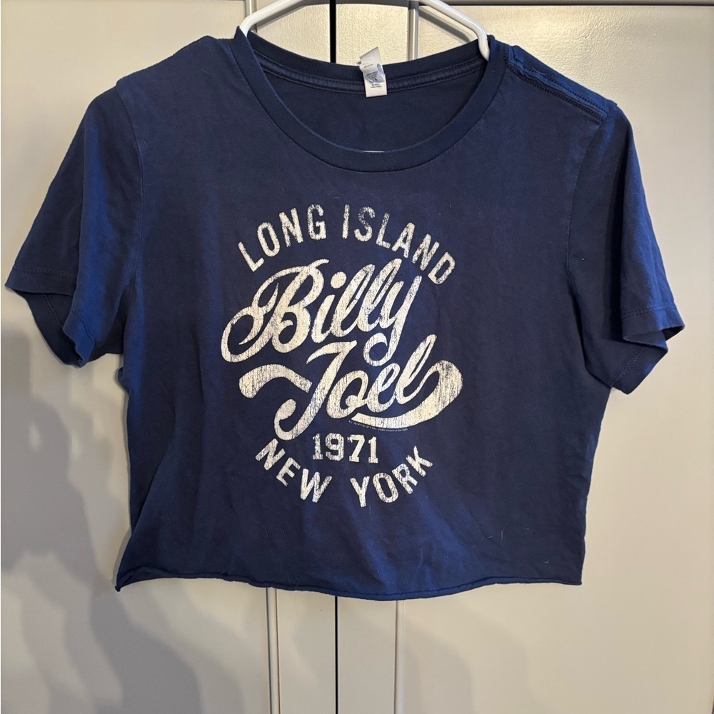 Y2K Bella Canvas Billy Joel Navy blue cropped Graphic Tee M